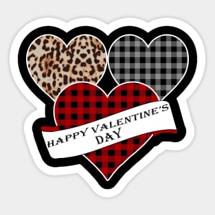 Women's Striped Plaid Printed Heart Valentine's Day Sticker